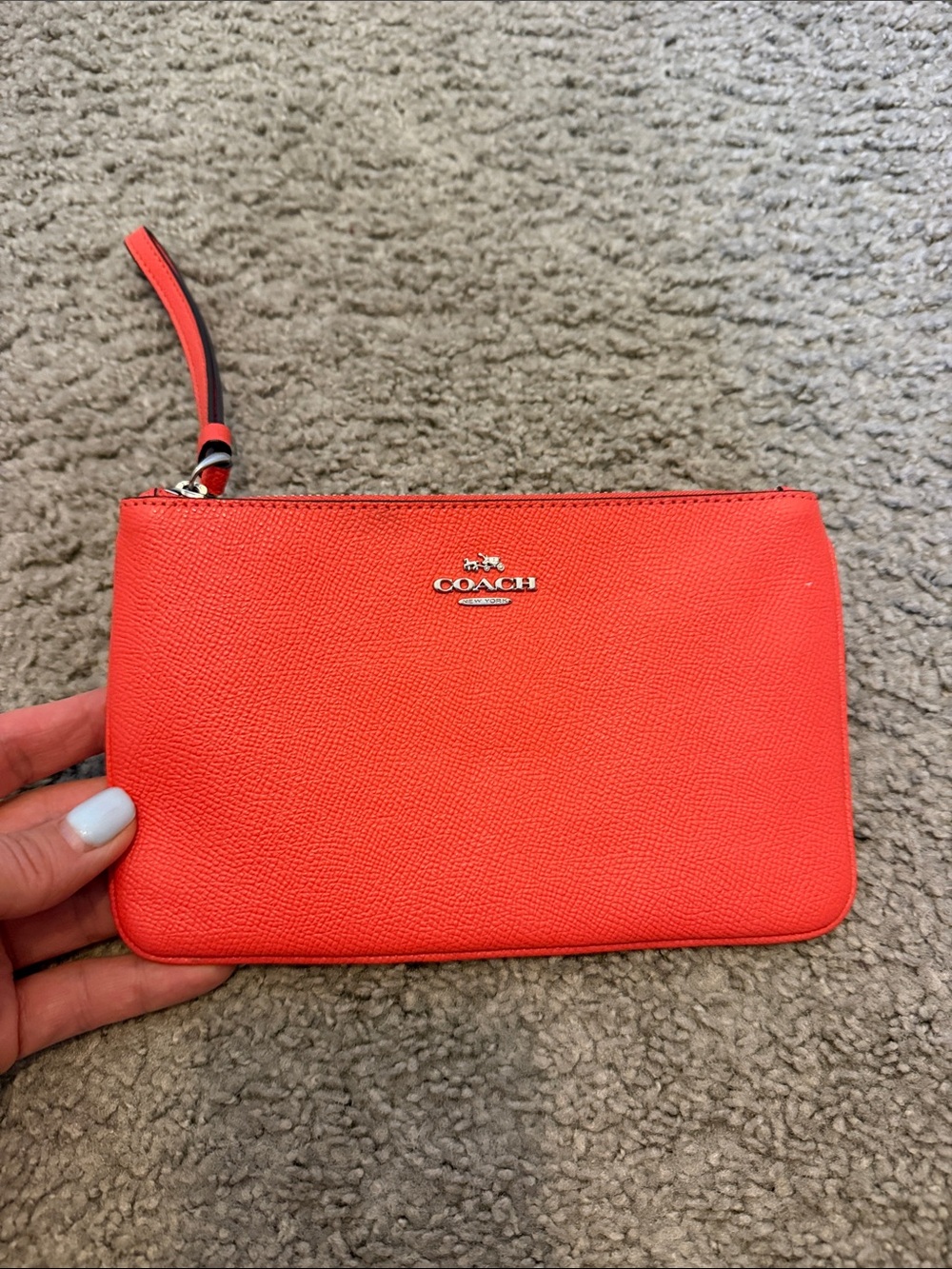 Coach Coral Orange Leather Wristlet